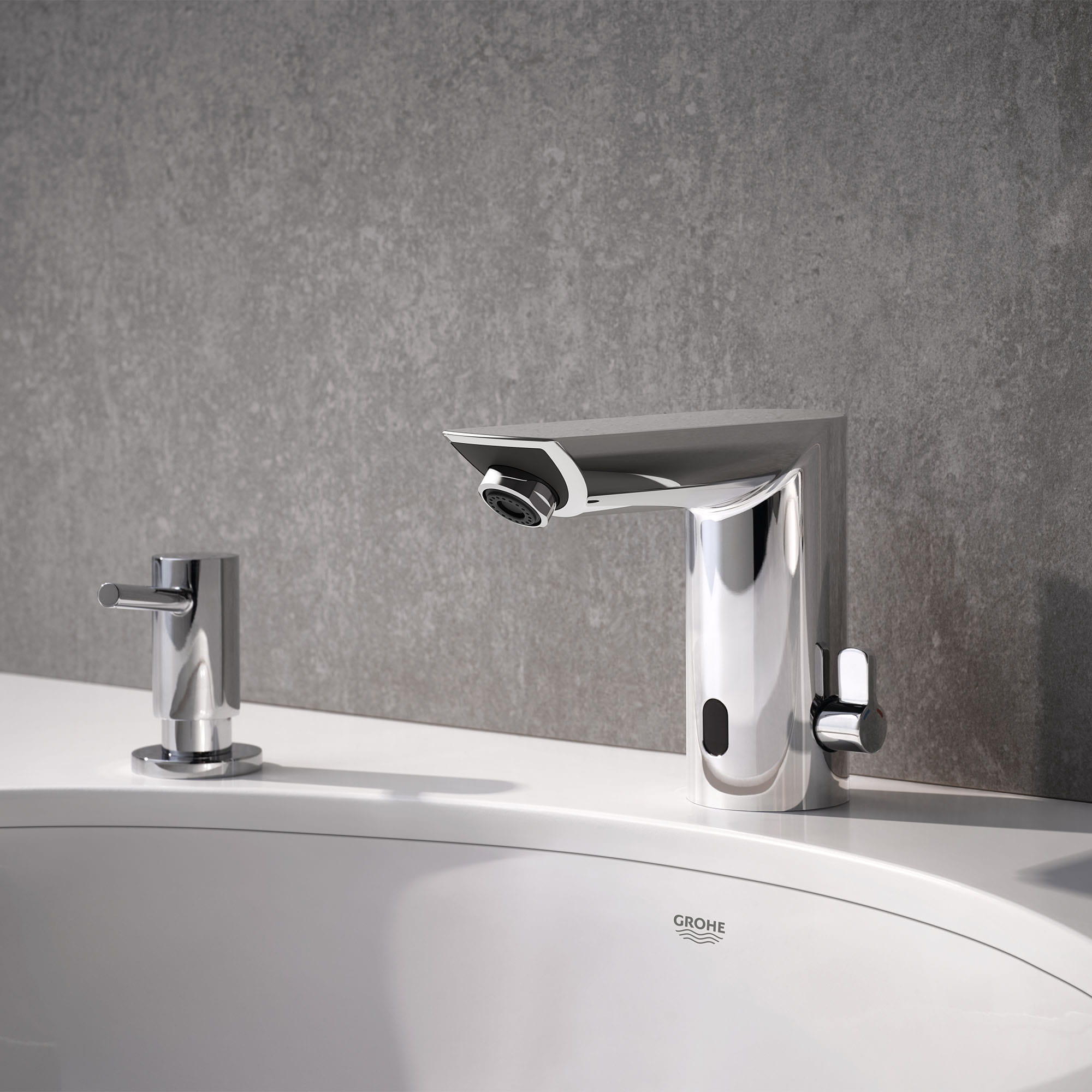 E Touchless Electronic Faucet with Temperature Control Lever, Battery